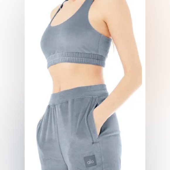 Alo Velour Glimmer Scoop Neck Bra - Picture 3 of 10